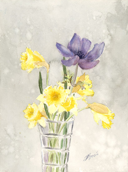 Daffodils and Clematis