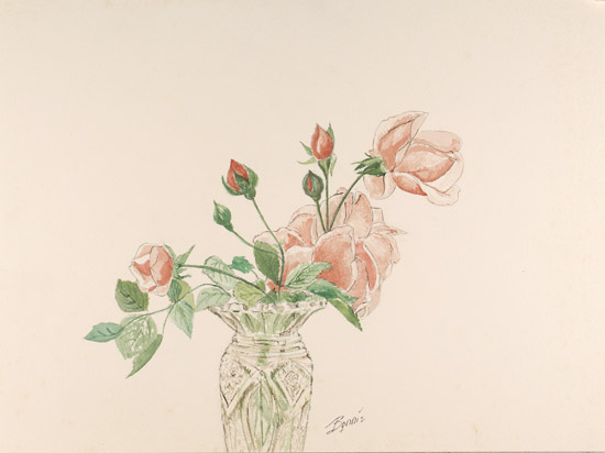Roses in Crystal Vase