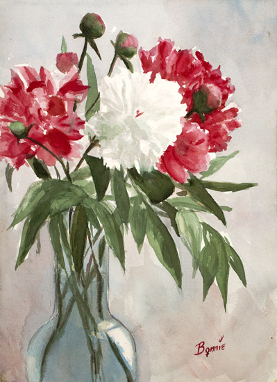 White & Red Peonies