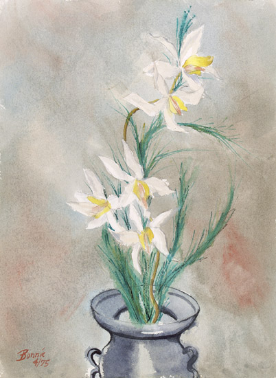White with Yellow Irises