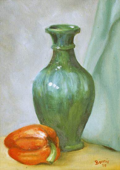 Green Vase & Red Pepper