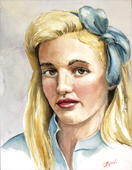 Portrait with Blue Ribbon